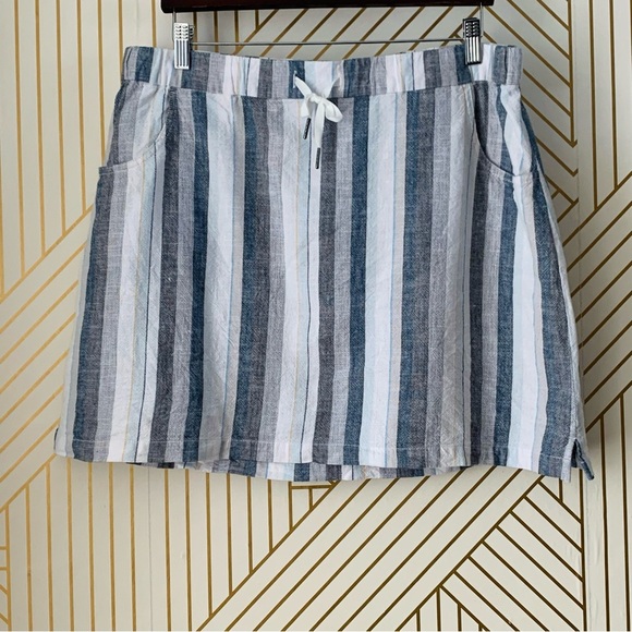 Aventura Nomad Skirt striped stripes organic cotton drawstring waist L large - Picture 7 of 7